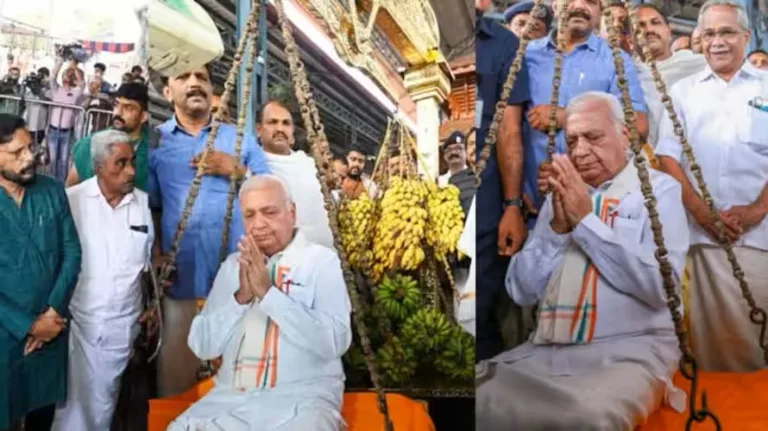 ഗുരുവായൂരപ്പനെ തൊഴുത് കദളിപ്പഴം കൊണ്ട് തുലാഭാരം നടത്തി ഗവർണർ