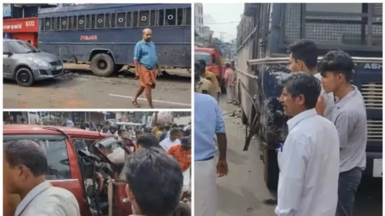 സെൻട്രൽ ജയിലിലേക്ക് പ്രതികളുമായി പോയ പൊലീസ് ബസും ഇന്നോവയും കൂട്ടിയിടിച്ചു, എട്ട് പേർക്ക് പരിക്ക്