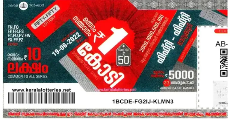 ഫിഫ്റ്റി- ഫിഫ്റ്റി FF-63 ഭാഗ്യക്കുറിയുടെ നറുക്കെടുപ്പ് ഫലം പ്രഖ്യാപിച്ചു