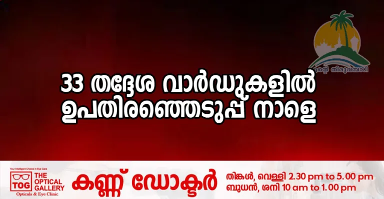 33 തദ്ദേശ വാർഡുകളിൽ ഉപതിരഞ്ഞെടുപ്പ് നാളെ