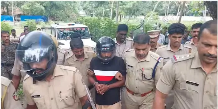 ഭാര്യയെ കൊലപ്പെടുത്തിയ ഭര്‍ത്താവ് പിടിയില്‍; നാട്ടുകാരുടെ രോഷത്തിനിടെ എത്തിച്ചത് ഹെൽമറ്റ് വെച്ച്, തെളിവെടുപ്പ്