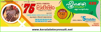സ്ത്രീശക്തി-SS 420 ലോട്ടറിയുടെ നറുക്കെടുപ്പ് ഫലം