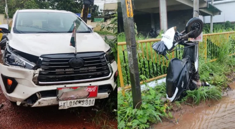 മന്ത്രി വീണാ ജോർജിന്റെ വാഹനം അപകടത്തിൽപ്പെട്ടു; മന്ത്രിയുടെ കൈയ്ക്ക് പരുക്ക്