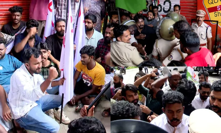 മുണ്ടക്കൈ ധനസഹായത്തിൽ നിന്നും വായ്പാ തുക പിടിച്ചു; ഗ്രാമീൺ ബാങ്കിന് മുൻപിൽ യുവജനസംഘടനകളുടെ പ്രതിഷേധം