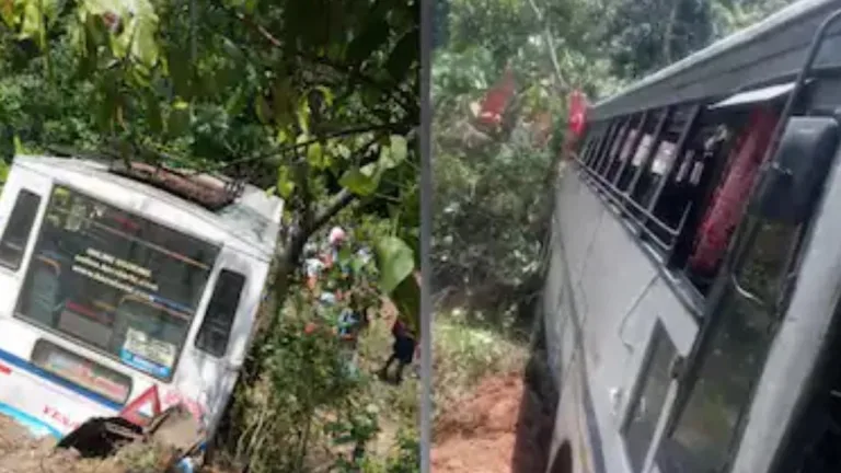കെഎസ്ആർടിസി ബസ് താഴ്ചയിലേക്ക് മറിഞ്ഞ് അപകടം; ബസിനടിയിൽ കുടുങ്ങിയ പെണ്‍കുട്ടി മരിച്ചു, 15ഓളം പേര്‍ക്ക് പരിക്ക്