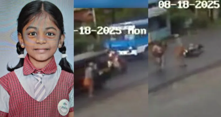 പിതാവിനൊപ്പം സ്കൂട്ടറിൽ പോകുന്നതിനിടെ തെറിച്ചുവീണു; ശരീരത്തിലൂടെ ബസ് കയറിയിറങ്ങി വിദ്യാര്‍ത്ഥിനിക്ക് ദാരുണാന്ത്യം