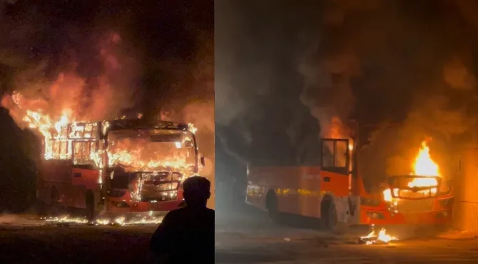 കെഎസ്ആർടിസി ബസ് കത്തിനശിച്ചു; ബസിലുണ്ടായിരുന്നത് 44 യാത്രക്കാർ, എല്ലാവരും സുരക്ഷിതർ